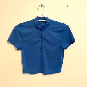 Aritzia Exposed Seam Mockneck Crop Tee